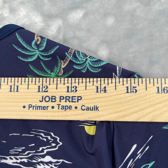 Lands End Swim Top Small 6-8 Navy Sailboat Tropical Tie Front Blouson UPF 50 - Picture 9 of 15